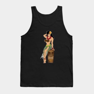 Hula Sitting on Tiki Head BLK Tank Top